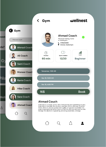 Wellnest app booking